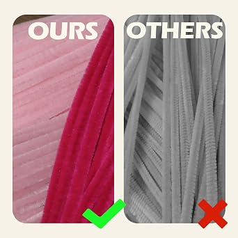 Pink Color Trio Pipe Cleaner Set - 300pcs, Thick Fluffy Chenille Stems for Arts & Crafts, Perfect for Making Animals, Flowers, and Festive Decorations(12 inches x 0.24 inches)