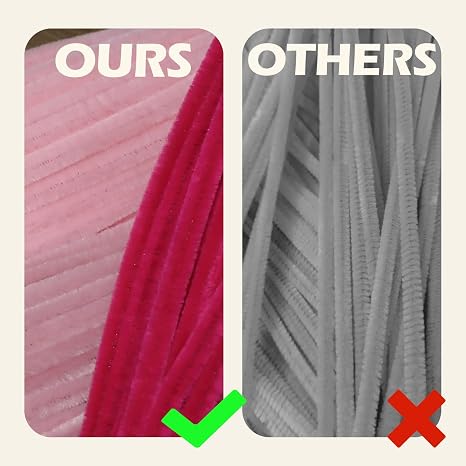 Pink Color Trio Pipe Cleaner Set - 300pcs, Thick Fluffy Chenille Stems for Arts & Crafts, Perfect for Making Animals, Flowers, and Festive Decorations(12 inches x 0.24 inches)