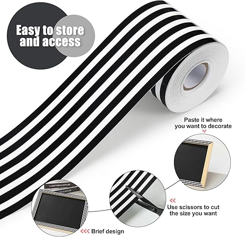 Miniatura 3 de Zonon Borde para tablón de anuncios para el aula, 65 pies, bordes rectos, decoración de aula o escuela del hogar (moderno)