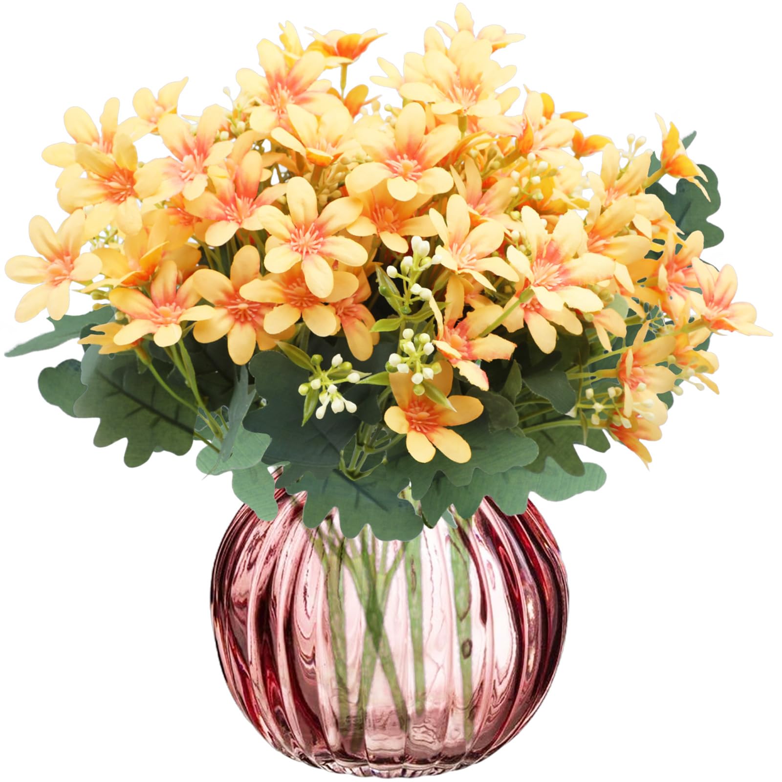 astylishome Artificial Flowers Indoor Outdoors Artificial Flowers Faux Plastic Greenery UV Resistant Shrubs Plants Hanging Plants Pot Garden Porch Décor Wedding Farmhouse Decoration 3515