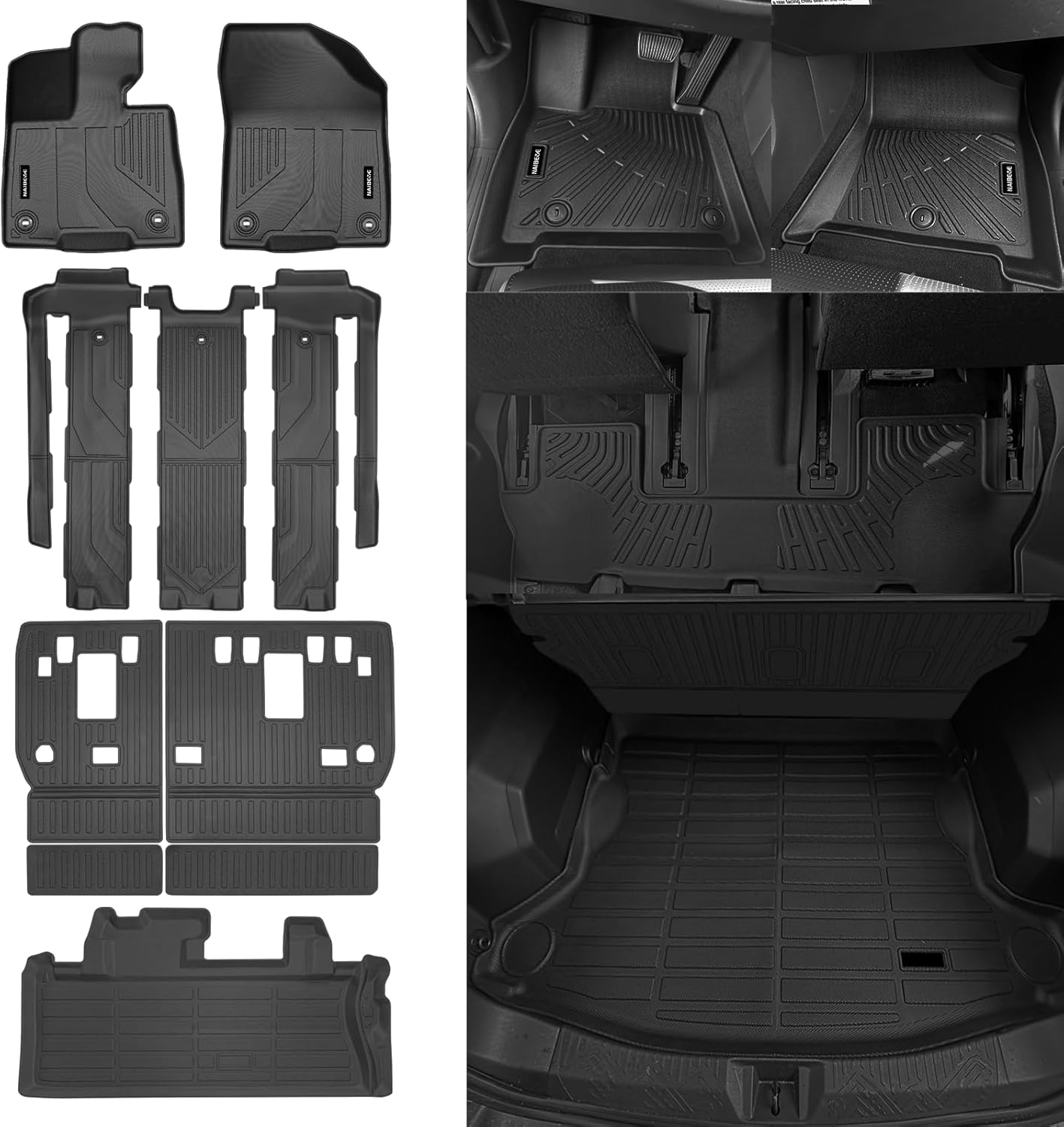 Naibeve Floor Mats for Toyota Sienna 7 Seat 2021-2025 (Not for 2025 Platinum Edition) All Weather for Toyota Sienna Floor Mats Liners & Cargo Mat & Backrest Mats Accessories