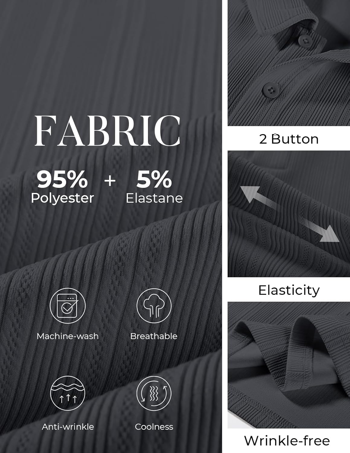 PJ PAUL JONES Mens Polo Shirts Short Sleeve Knit Polo Casaul Collared Polo Shirts Wrinkle-Free Golf Polo - Image 4