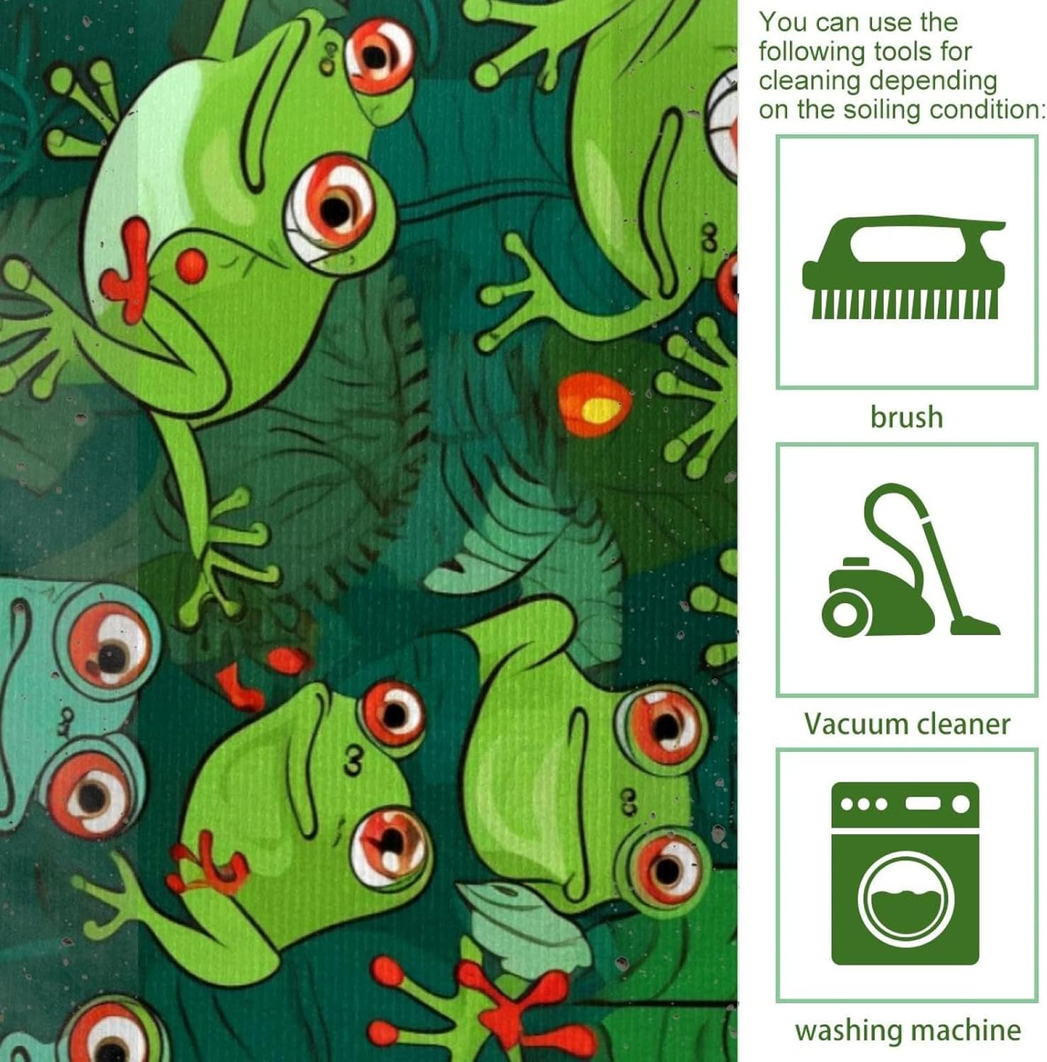 Adorable Cartoon Frogs with Leaves Kitchen Mats and Rugs 2 Pieces Set Absorbent Kitchen Runner Rug for in Front of Sink Kitchen Floor Mats Comfort Standing Desk Mat Pads