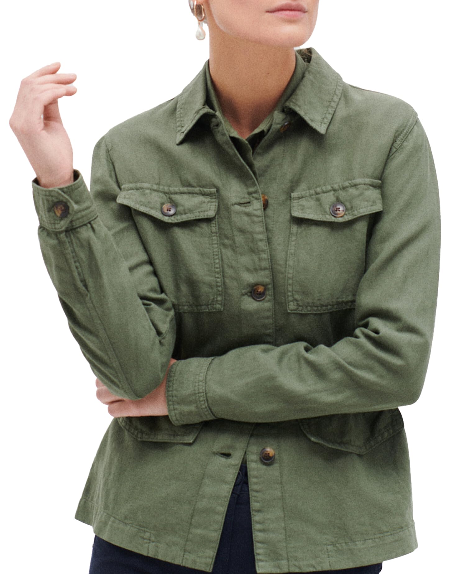 Caroll - Chaqueta Sahariana de lino y algodón