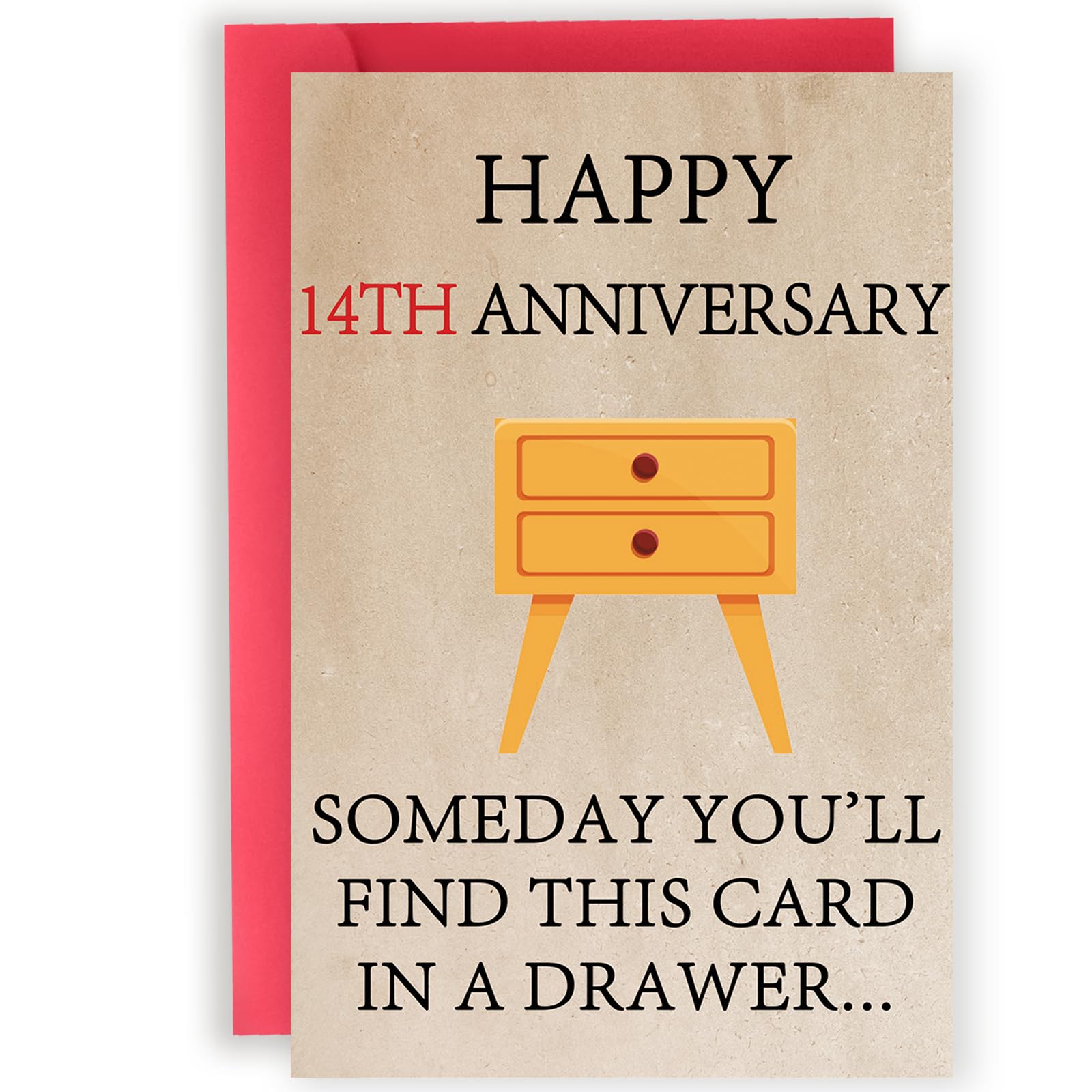 Abeletree Happy 14 Year Anniversary Card for Him Her, Funny 14th Wedding Anniversary Card for Couple Husband Wife, Best Ivory Aday Gifts for Men Women