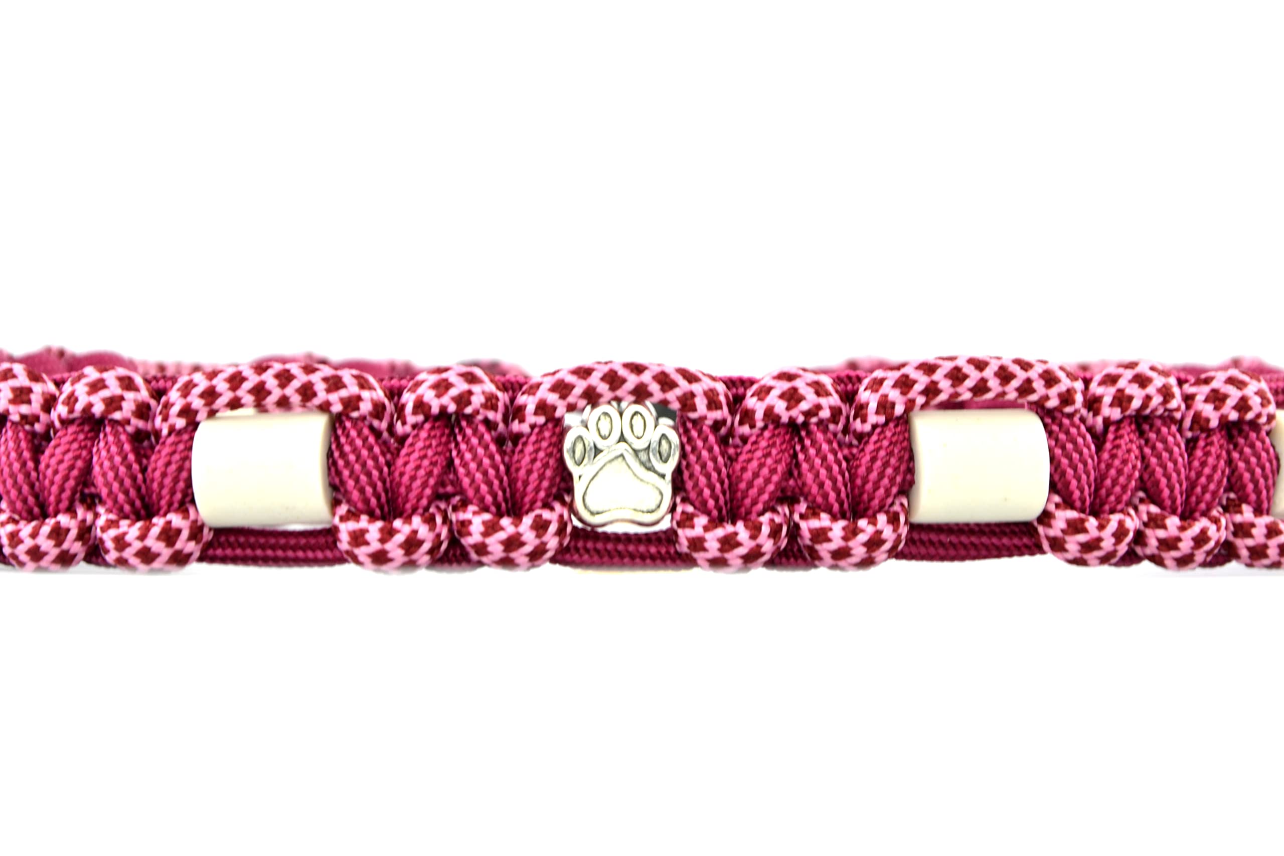 Collar de cerámica EM para perros y gatos, hecho a medida con cinta EM, paracord de EE. UU. (51-60 cm), color frambuesa