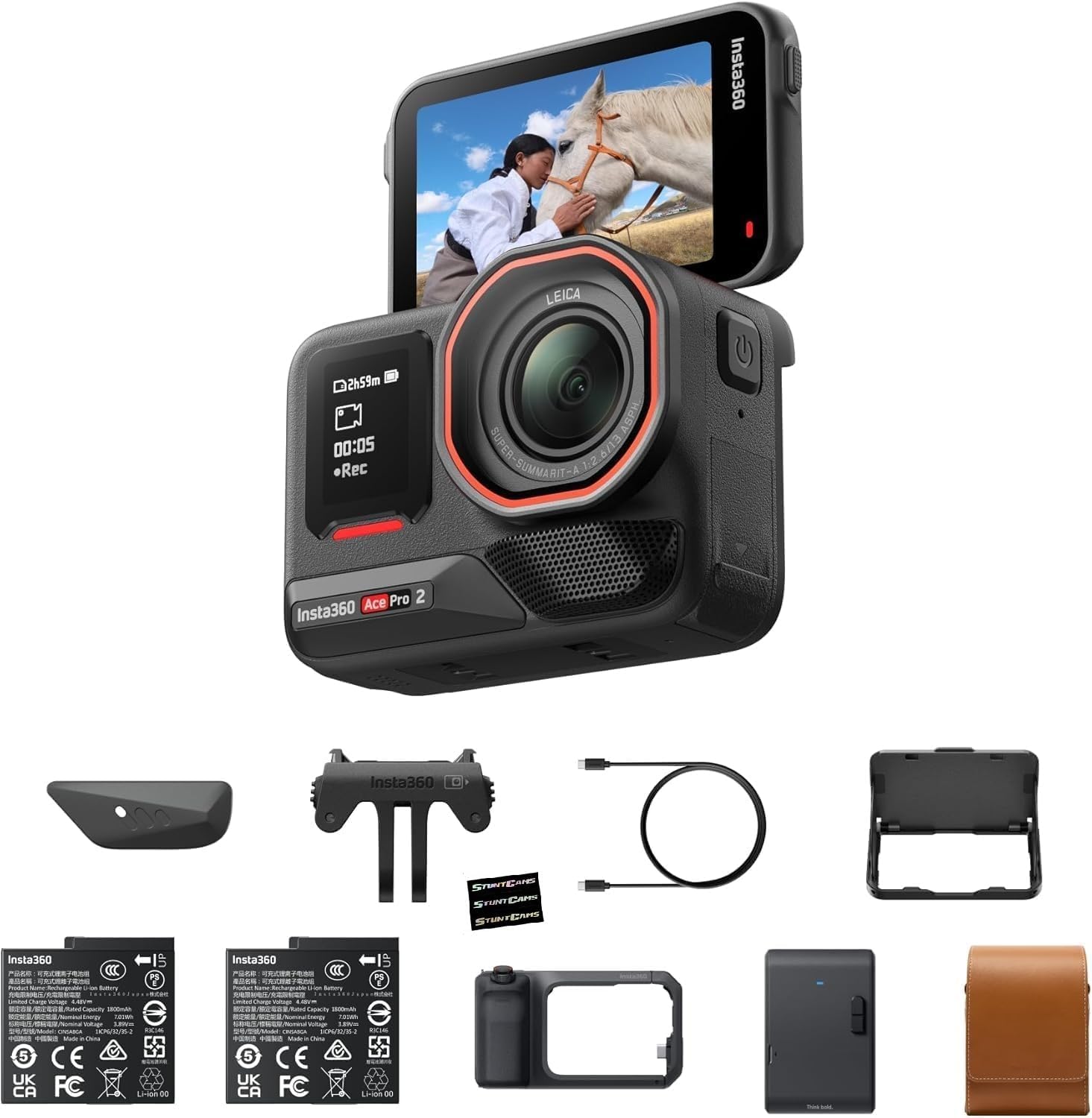 Insta360 Ace Pro 2 Flash Print Bundle - 8K Waterproof Action Camera Co-Engineered with 1/1.3" Sensor, Dual AI Chip, Leading Low Light, Xplorer Grip Pro Kit for Street Content Photography
