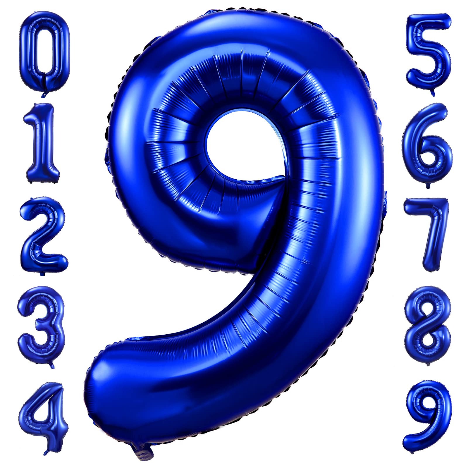 Navy Blue Number 9 Balloons,40 Inch Dark Blue 9 Birthday Balloon Large Foil Mylar Number Digital Balloons for Birthday Party Graduation Baby Shower Anniversary Decorations