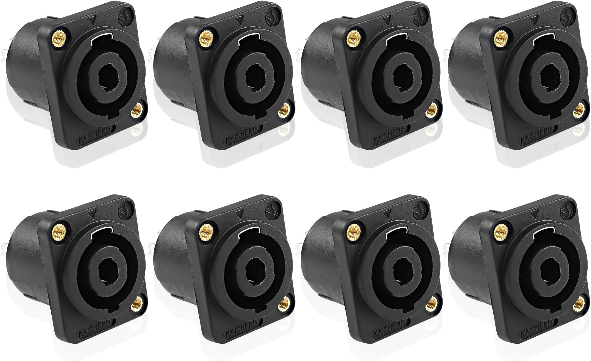 4 Pole Speakon Panel Mount Socket Connector,4 Pin Audio Speakon Female Round Jack Twist Lock Adapter for NL4MP, NL4MPR, NL4FC, NL4FX, NLT4X (8PCS)