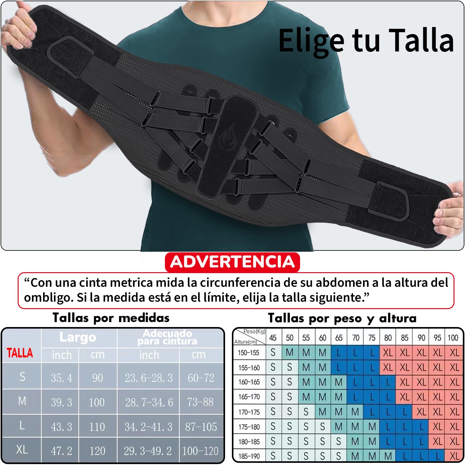 Faja Lumbar Hombre Mujer con Soporte Biónico, Almohadilla de Apoyo 3d, Férulas Ergonómicas, 8 Puntos de Compresión, Malla Elástica Transpirable, Dolor Espalda, Ciática, Trabajo, Postura (XL)