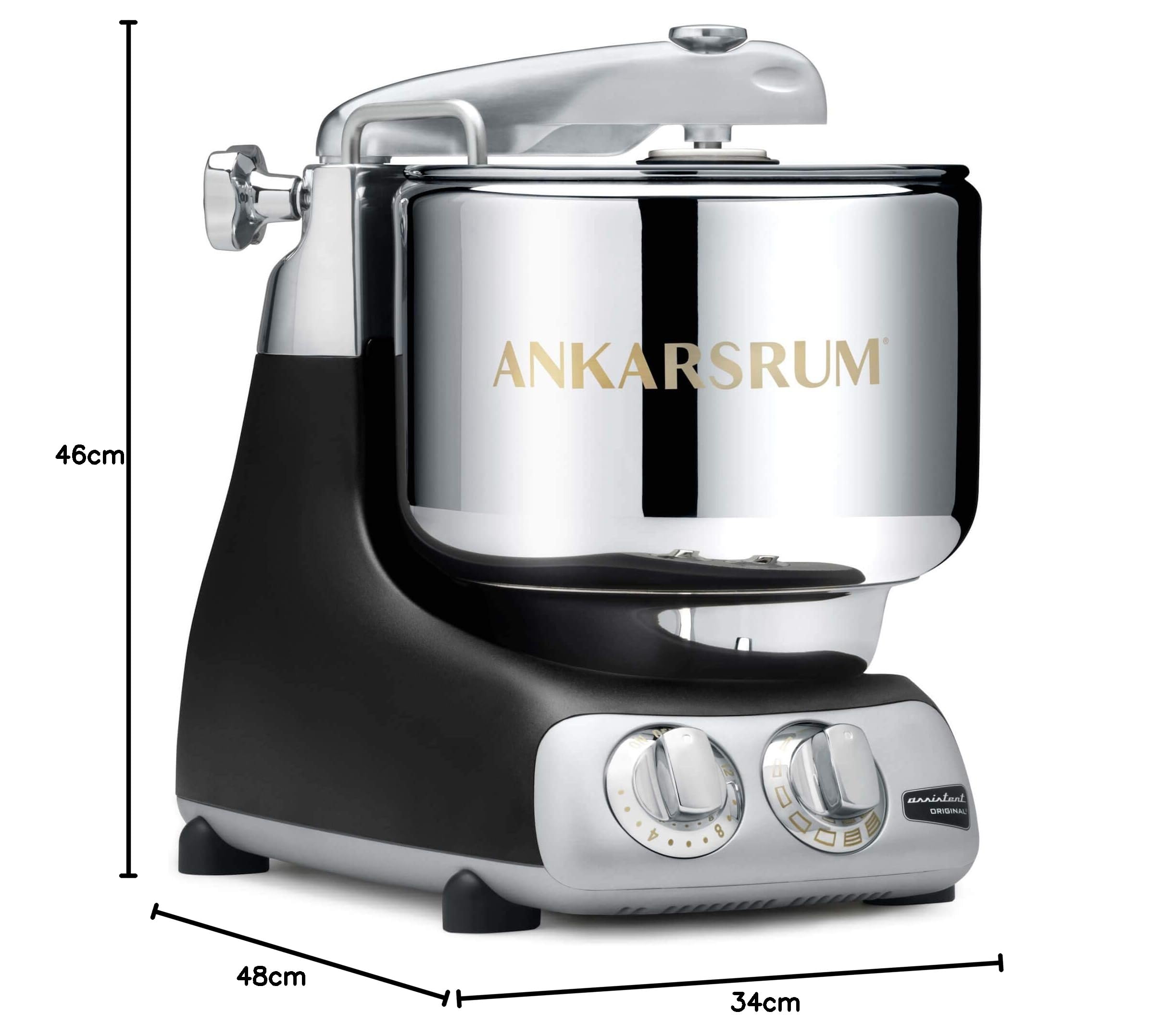 Ankarsrum 6230 BK Assistent Original AKM6230 Kitchen Machine – Black (B), 1500 W, 7 litros, Aluminio, Negro