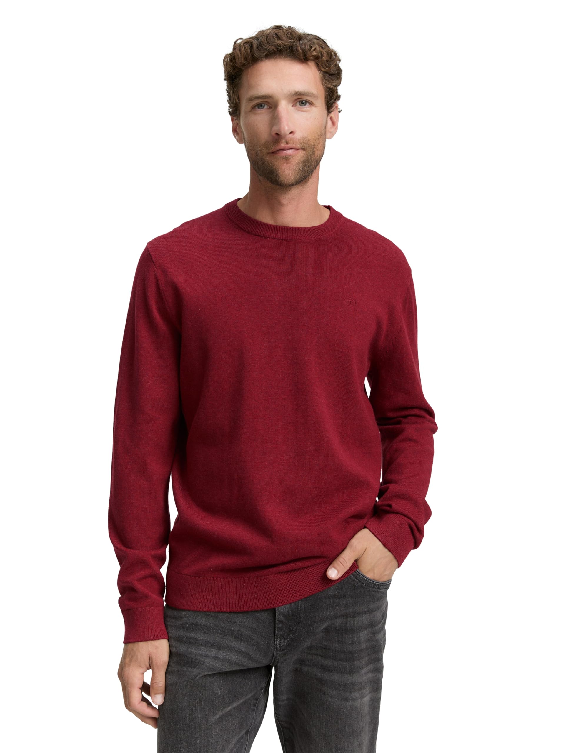 Tom Tailor Men's 38762 - Dark Samba Red Melange Jumper, Xl