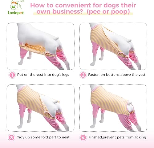 Miniatura 6 de LovinPet Traje de recuperación ceñido, cobertura completa para perro, camiseta protectora de recuperación quirúrgica para heridas abdominales