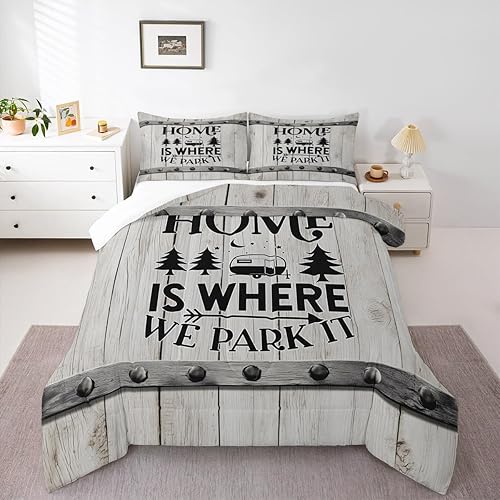 Miniatura 5 de Juego de edredón para caravana RV tamaño Queen, juego de ropa de cama decorativa para remolque de camping de viaje de 3 piezas para niños, niñas y