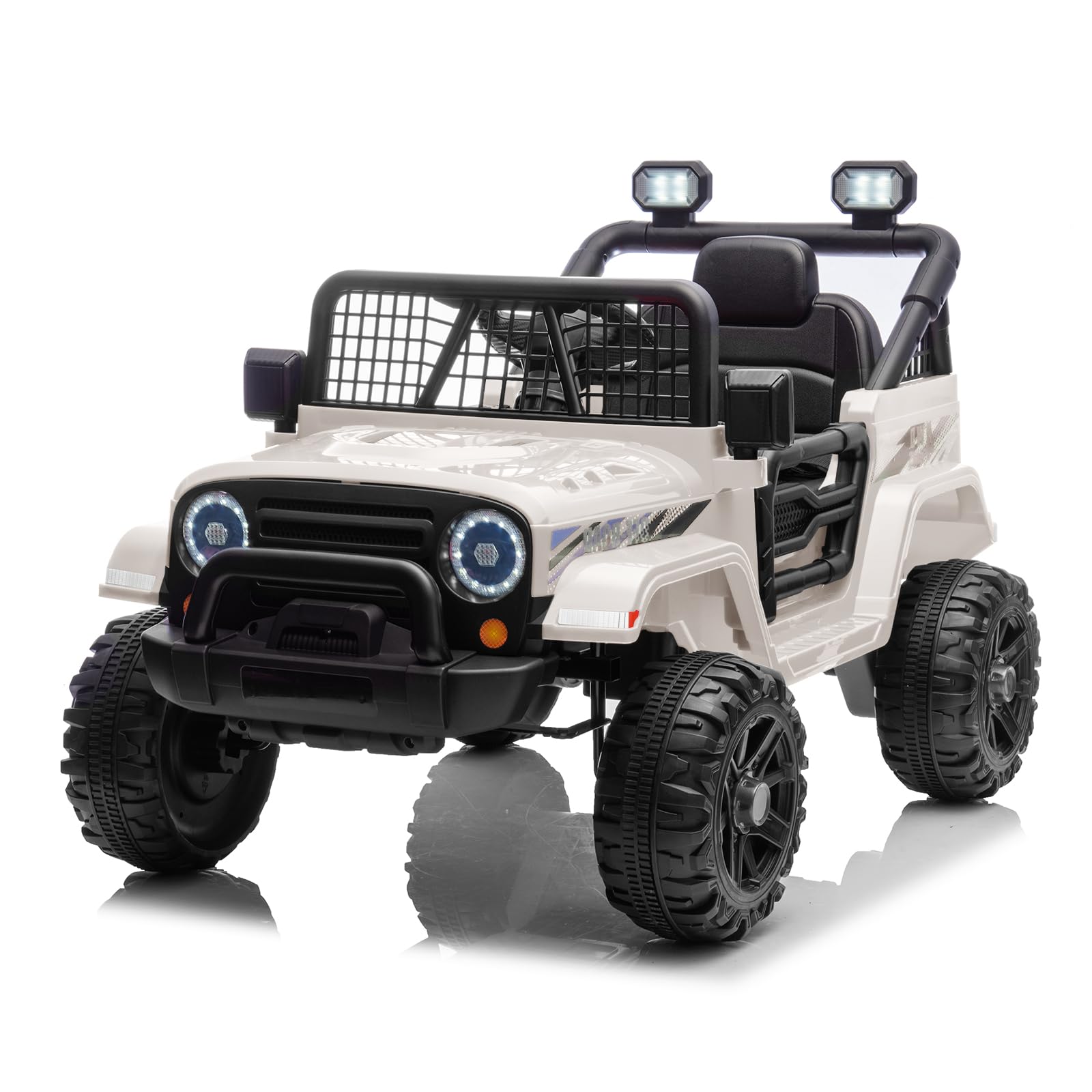 CoolGrows Ride on Car, Electric Cars for Kids, 12V Electric Ride-on Toy with Remote Control, LED Lights, Music, Radio, 2 Speed Modes Smooth Start for 3-6 Years Old, Max Weight 25KG - White โ image 1