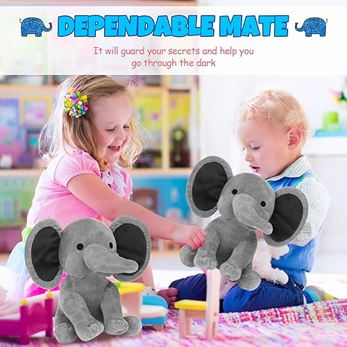 Miniatura 5 de 9 piezas de animales de peluche de elefante de 9.84 pulgadas, suaves y lindos juguetes de peluche para baby shower, suministros de fiesta de