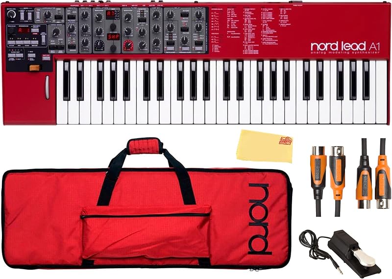 Sintetizador de modelado analógico Nord Lead A1 con estuche blando, 2 cables MIDI, pedal de sostenido y paño de limpieza Austin Bazaar