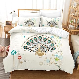 SSJCVD Duvet Cover Abstract peacock bedding set with Pillow Case Ultra Soft Hypoallergenic Microfiber Quilt Cover Sets with Zipper Closure,Quilt set