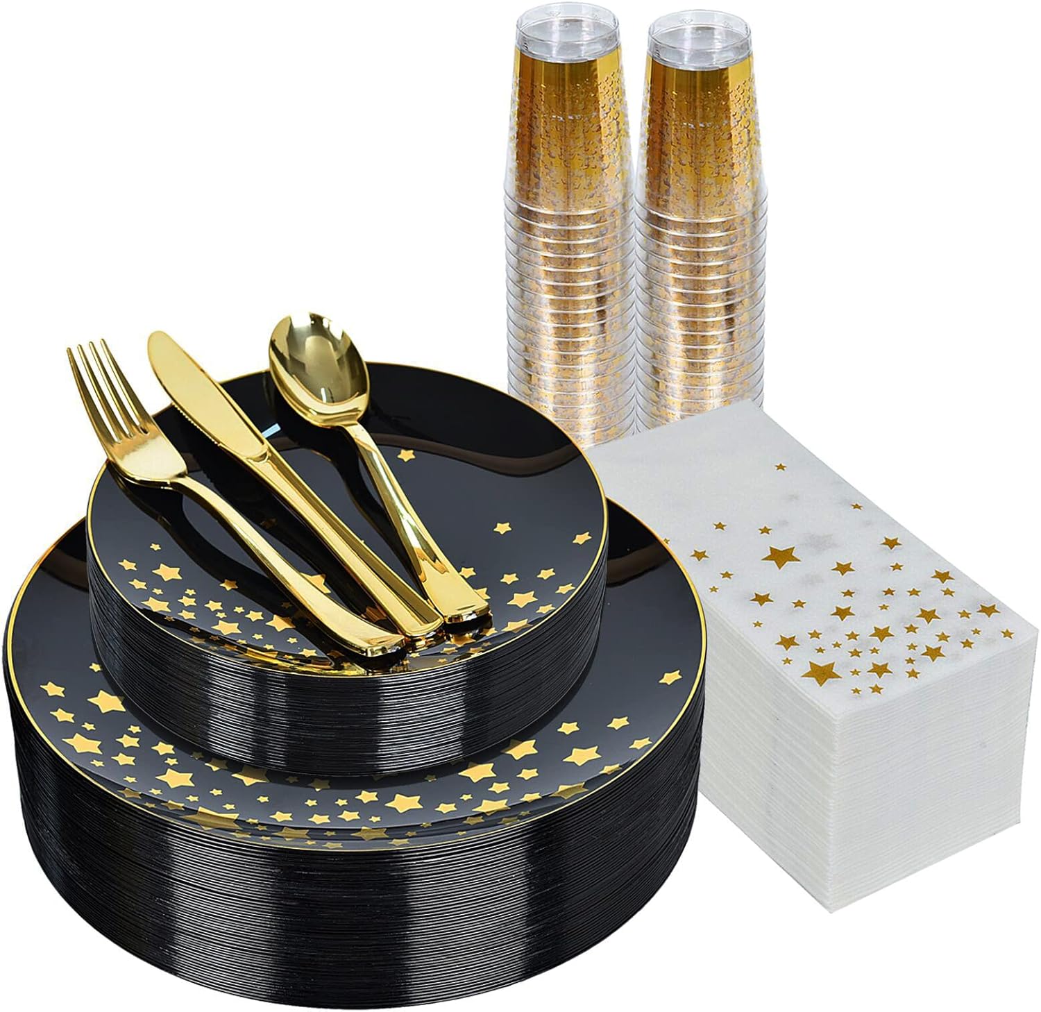 Buy 350 Piece Gold Dinnerware Set 50 Guest100 Black Plastic Plates50