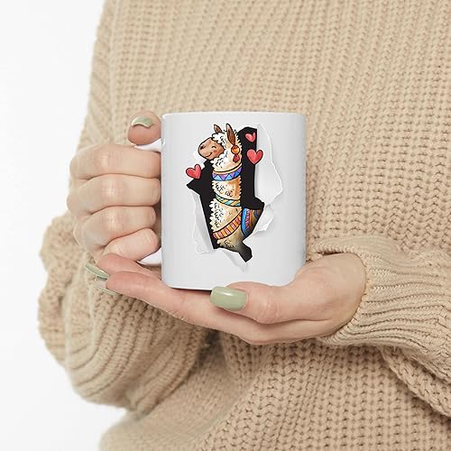 Miniatura 3 de Divertidos regalos de alpaca feliz mamá y papá con aspecto de mascota taza de café blanco 11 oz