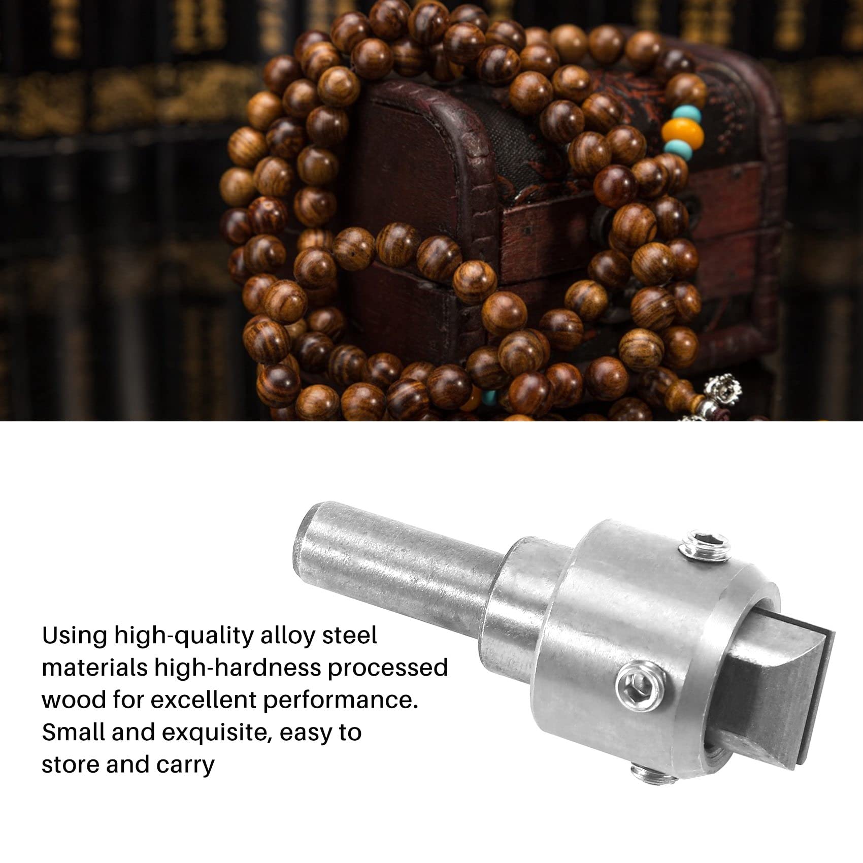 Set di 24 punte per trapano a sfera in metallo duro con perline di Buddha sferiche per la lavorazione del legno