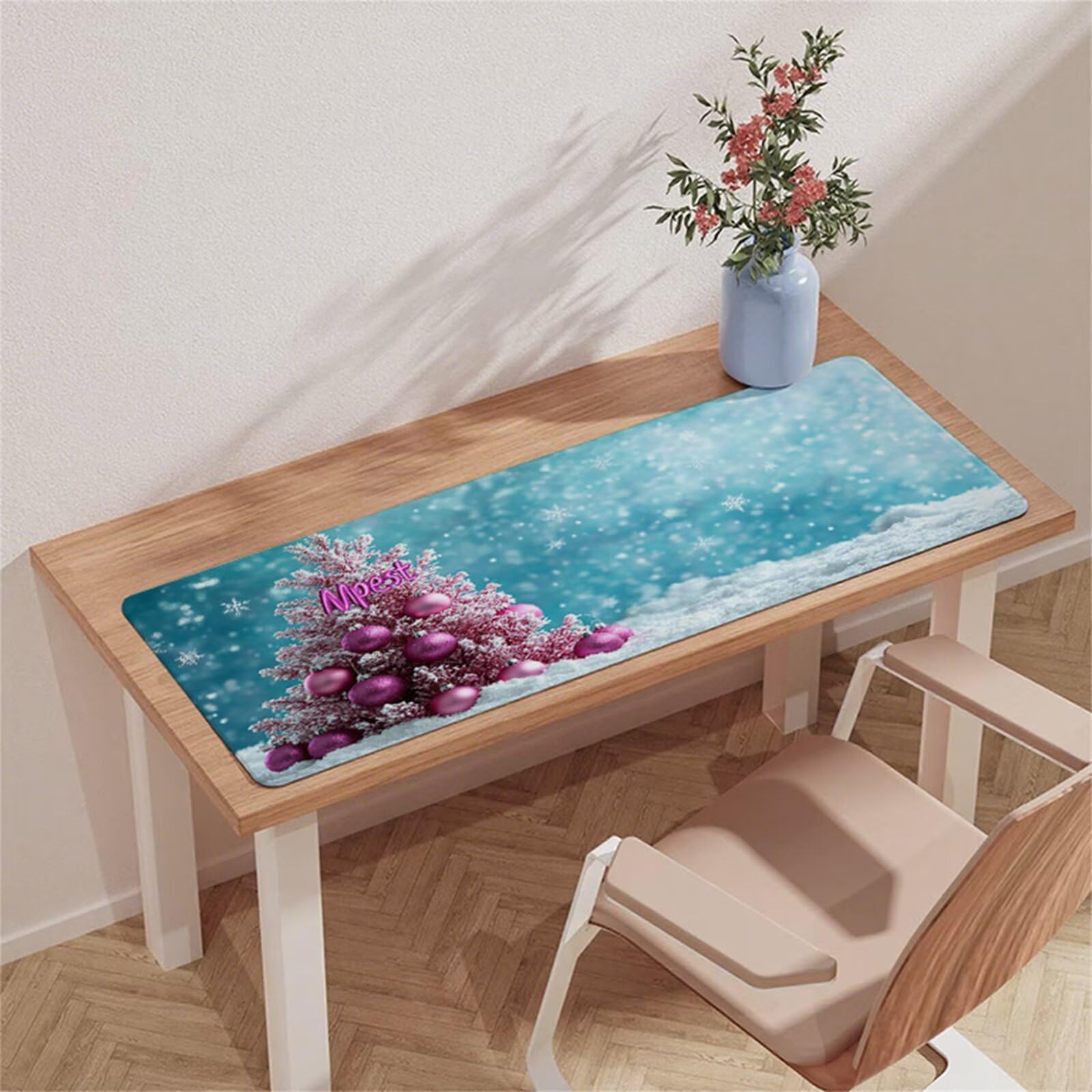 Biała podkładka pod mysz do gier XXL podkładka pod mysz 1200 x 600 x 3 mm podkładka pod biurko wodoodporna podkładka pod mysz zimowa z antypoślizgową gumową podstawą szyte krawędzie mata pod mysz do