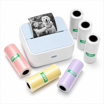 Mini Sticker Printer - Print Pods Sticker Maker Machine & 6 Rolls Paper