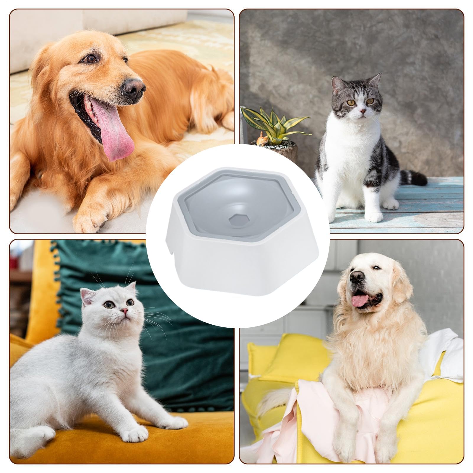 Comedero automático para mascotas Comedero for mascotas - Comedero lento antiderrames - Comedero antideslizante y antisalpicaduras for bebederos desordenados for exteriores, perros y gatos.(Gray)