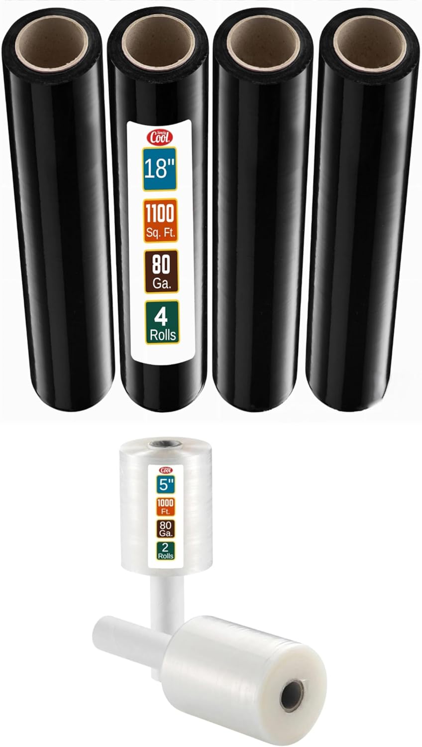 Simply Cool 4 Pack 18" Black and 2 Pack Mini Hand Stretch Wraps