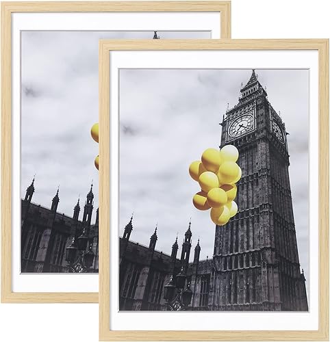 Juego de 2 marcos de fotos de 12 x 16 pulgadas con plexiglás, imágenes de 11 x 14 pulgadas con paspartú o de 12 x 16 pulgadas sin paspartú para