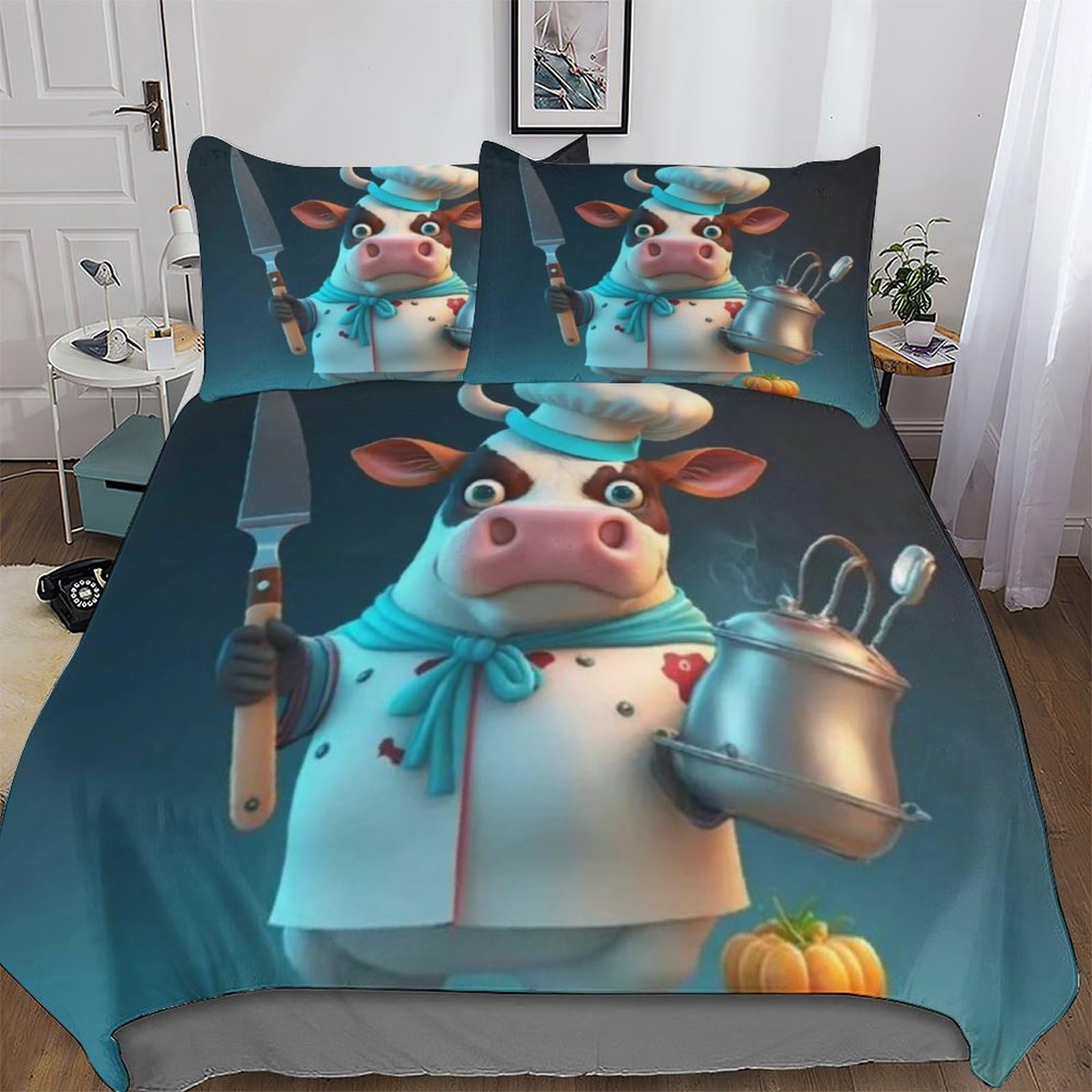 Housse de couette hypoallergénique vache 220x240cm pour des nuits saines sans irritations