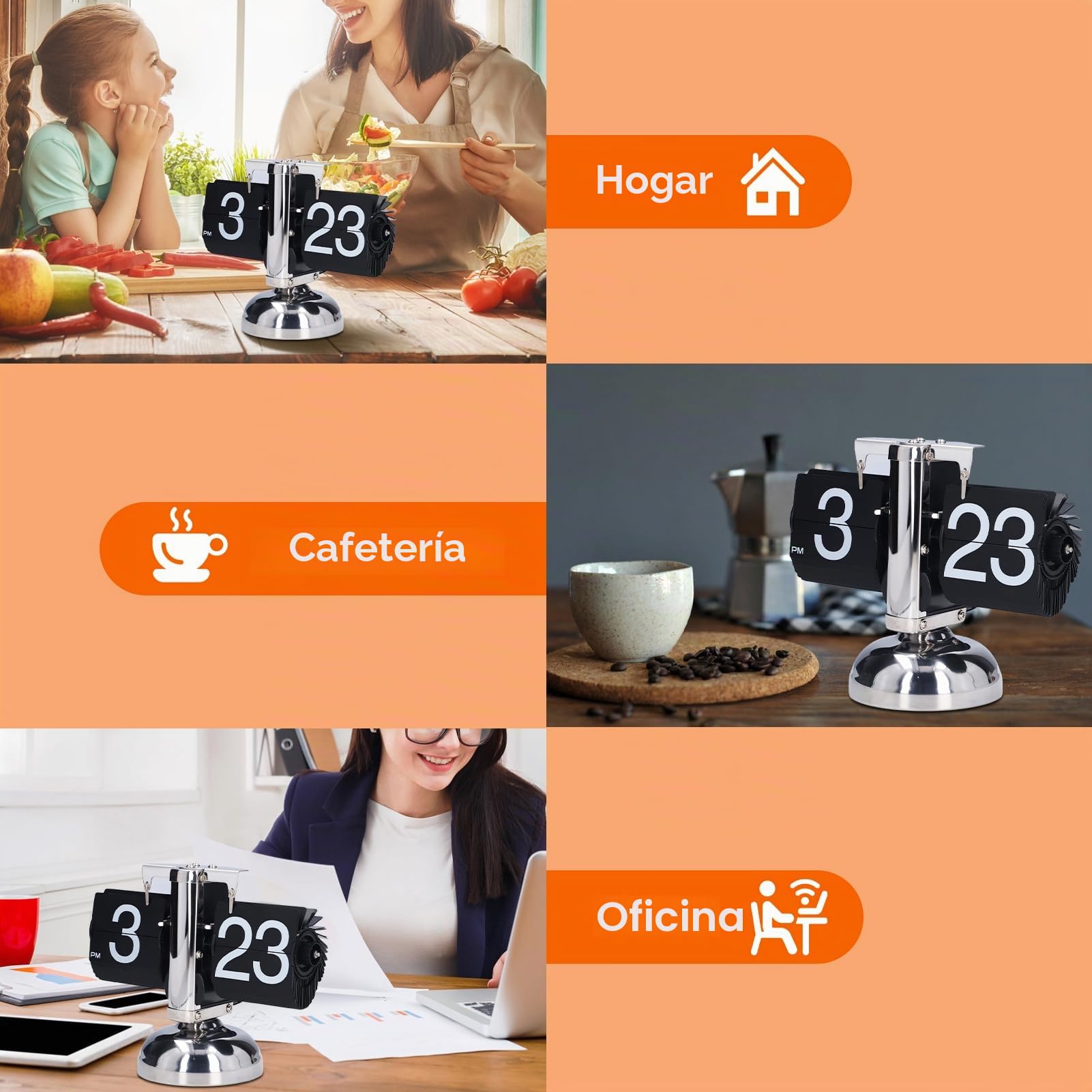 Reloj digital retro abatible hacia abajo, reloj de giro de página automático mecánico, funciona con pilas, tiempo preciso, reloj de cuarzo de moda único, adorno de escritorio, oficina, decoración del