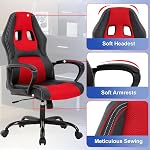 Gaming Chair PU Leather Chairs Ergonomic Office Chair Executive Computer Chairs High Back Computer Task with Lumbar Support Adjustable Height, Red