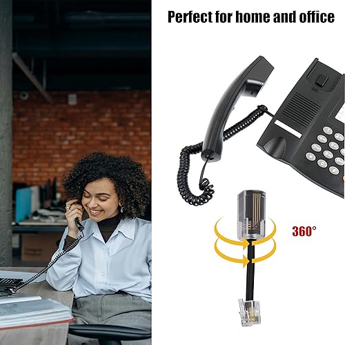 Miniatura 10 de TOYAYAYO Cable para teléfono celular, paquete de 5 unidades de 6.5 pies sin enrollar1 pie en espiral para teléfono fijo cable 4P4C, accesorio de