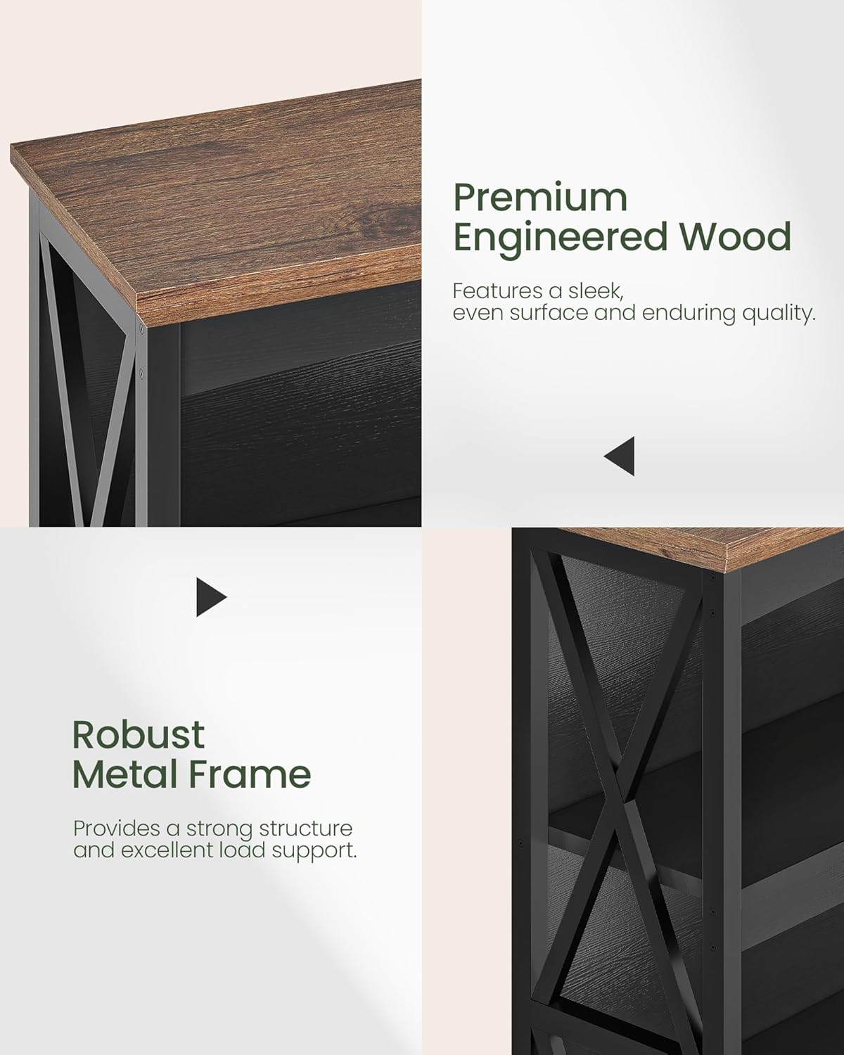 6-Tier Corner Shelf, Industrial Corner Bookshelf, 4-Tier Bookcase, 42.9" Floor Standing Organizer Shelf, for Study, Bedroom, Living Room TCJ11BF-TSJ01BL