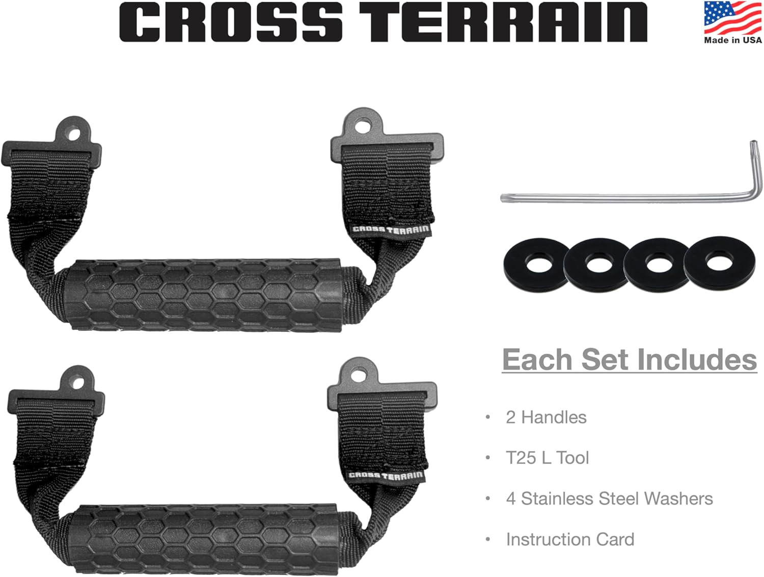 NXTGEN Cross Terrain Grab Handles for Jeep Gladiator JT 2024–2026 – Magnetic Stow-Away – Heavy Duty Steel & Nylon – Airbag Compatible – Front & Rear (Rear 2024+ Only) – 2 Piece Set Left & Right