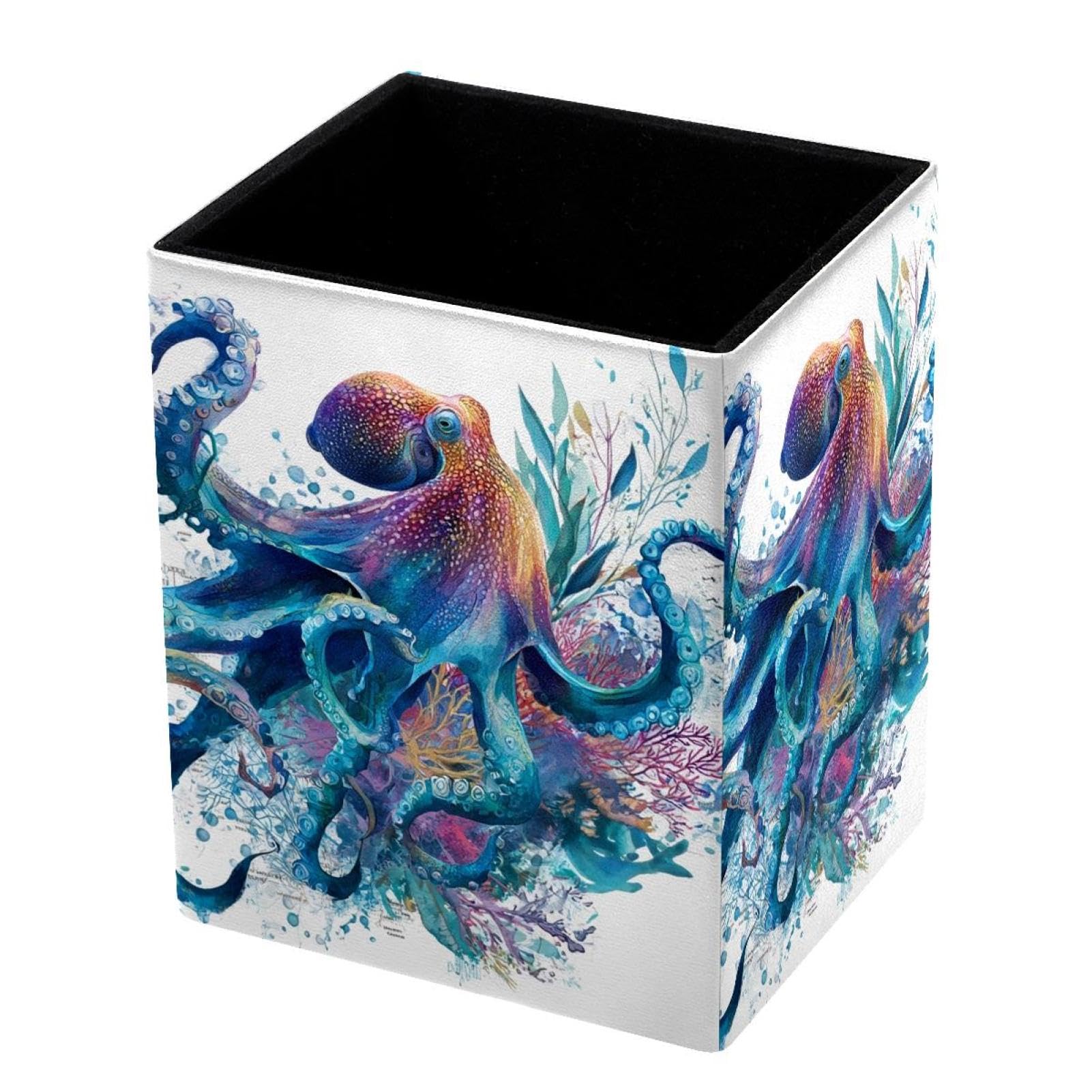 VAPOKF Pencil Holders for Desk, Octopus Printed Pen Holders Pen Pot Makeup Brushes Storage Desktop Stationery Supplies Organiser for Home Office