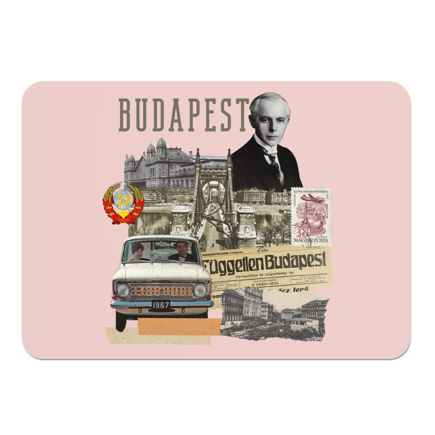 Sets de table dessous en liège rose Budapest napperons vintage voyage grand format