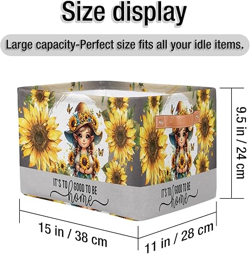 Vista 96 de Cestas de almacenamiento con asas, cubo de almacenamiento rectangular de tela rectangular plegable de juguetes para armario, estantes, lavandería, C