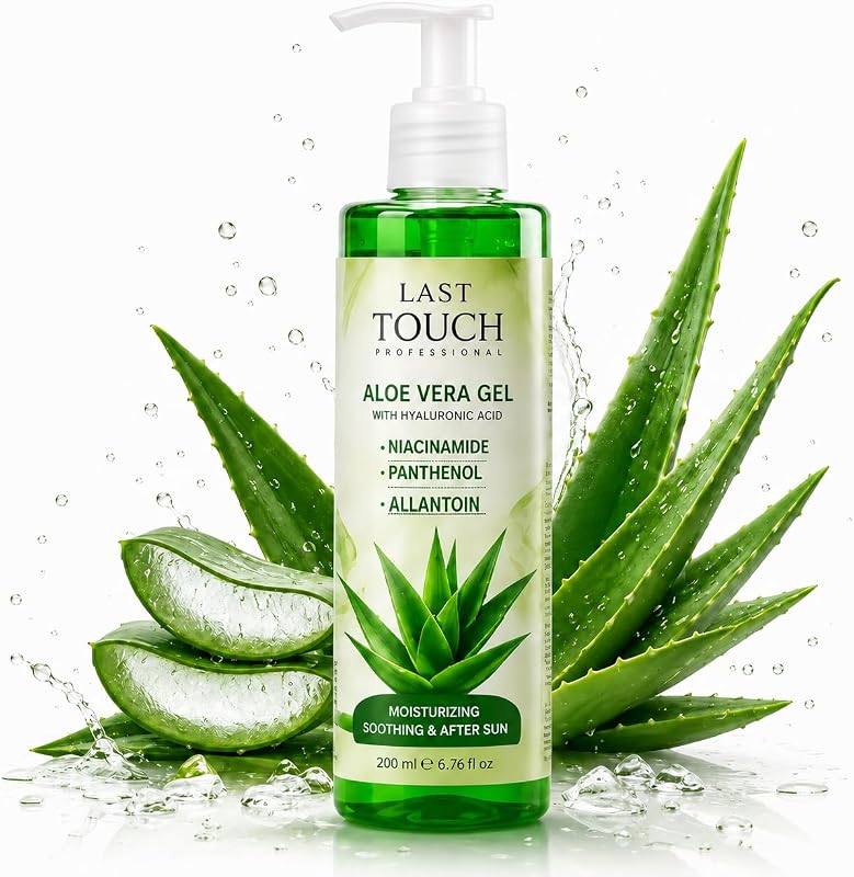 Gel de Aloe Vera LAST TOUCH com Ácido Hialurônico e Niacinamida para Rosto e Corpo, 200 mL