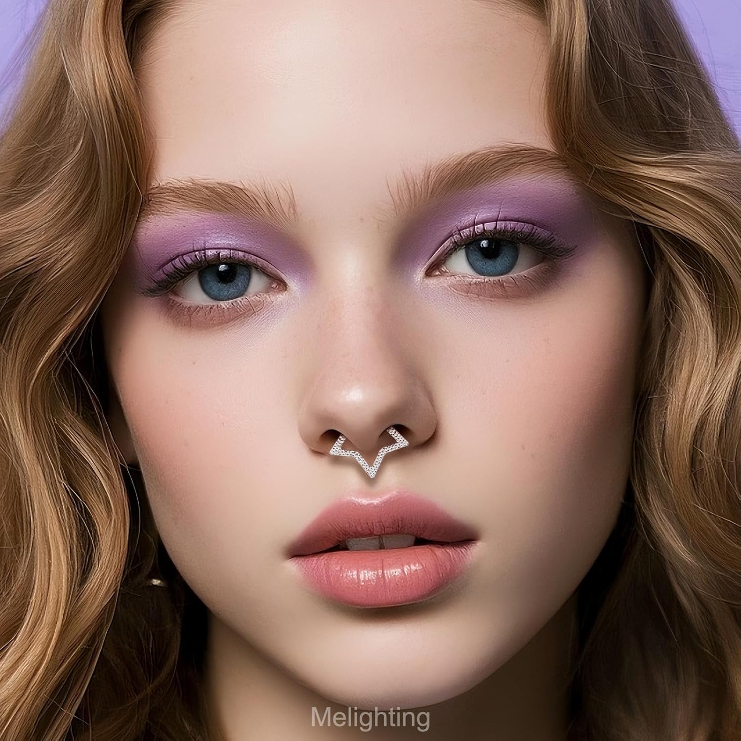 Melighting Star Septum Ring 16G 8mm Clicker with Hammered Five-Point Star Design, Surgical 316L Stainless Steel Nose and Daith Piercing Jewelry for Women and Men - Image 3