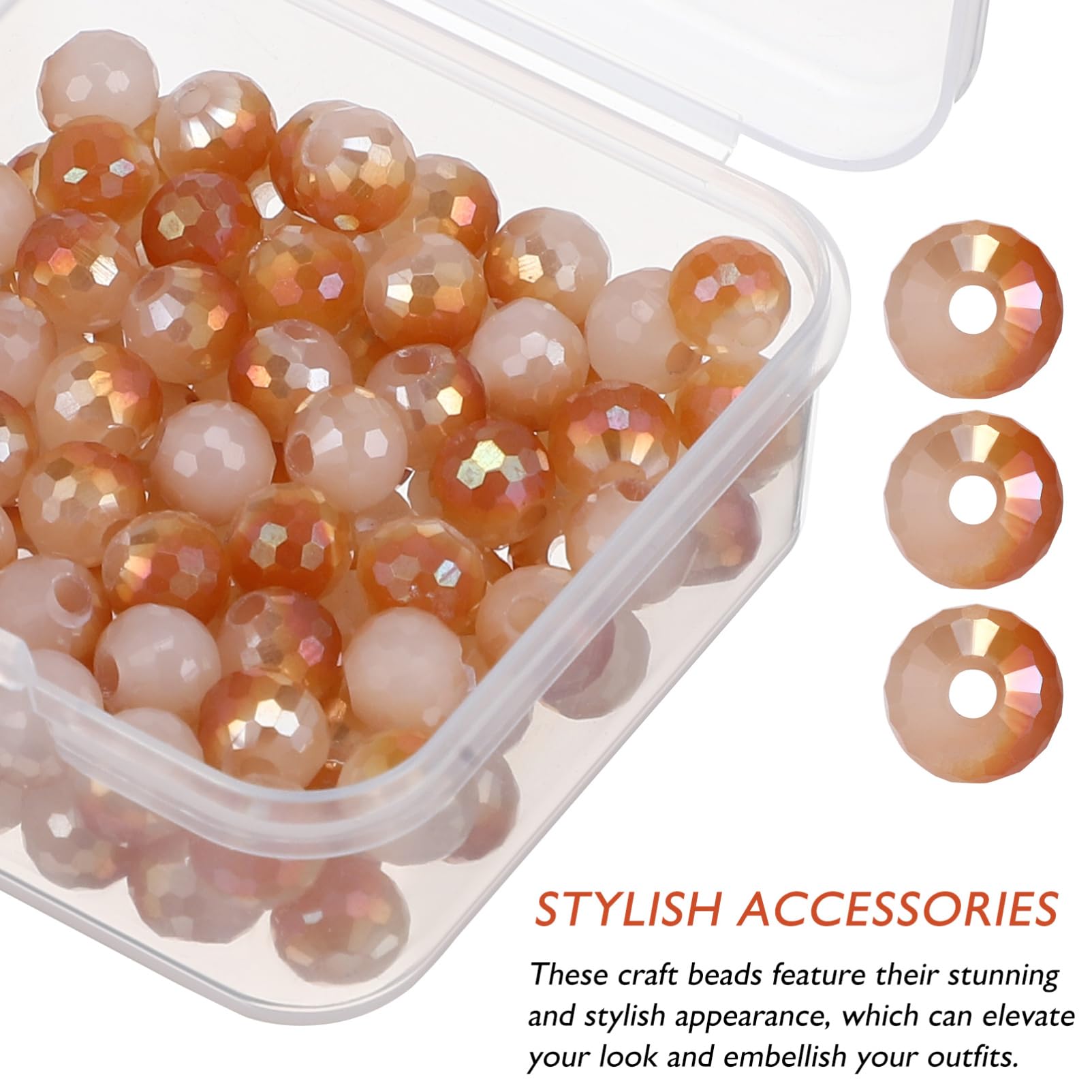 HOMSFOU 100 Piezas Abalorios de Vidrio para Manualidades de Joyas Cuentas Espaciadoras Coloridas para Pulseras y Collares Diy