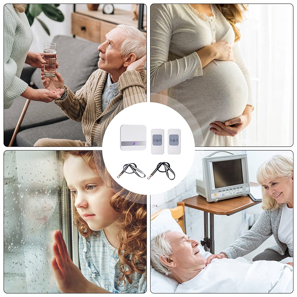 Botón de Llamada Emergencia/Smart Sistema Inalámbrico de Llamada para Ancianos,Emergencia Timbre Inalámbrico Botón de Llamada y Receptor para Mujeres Embarazadas,Pacientes,Ancianos