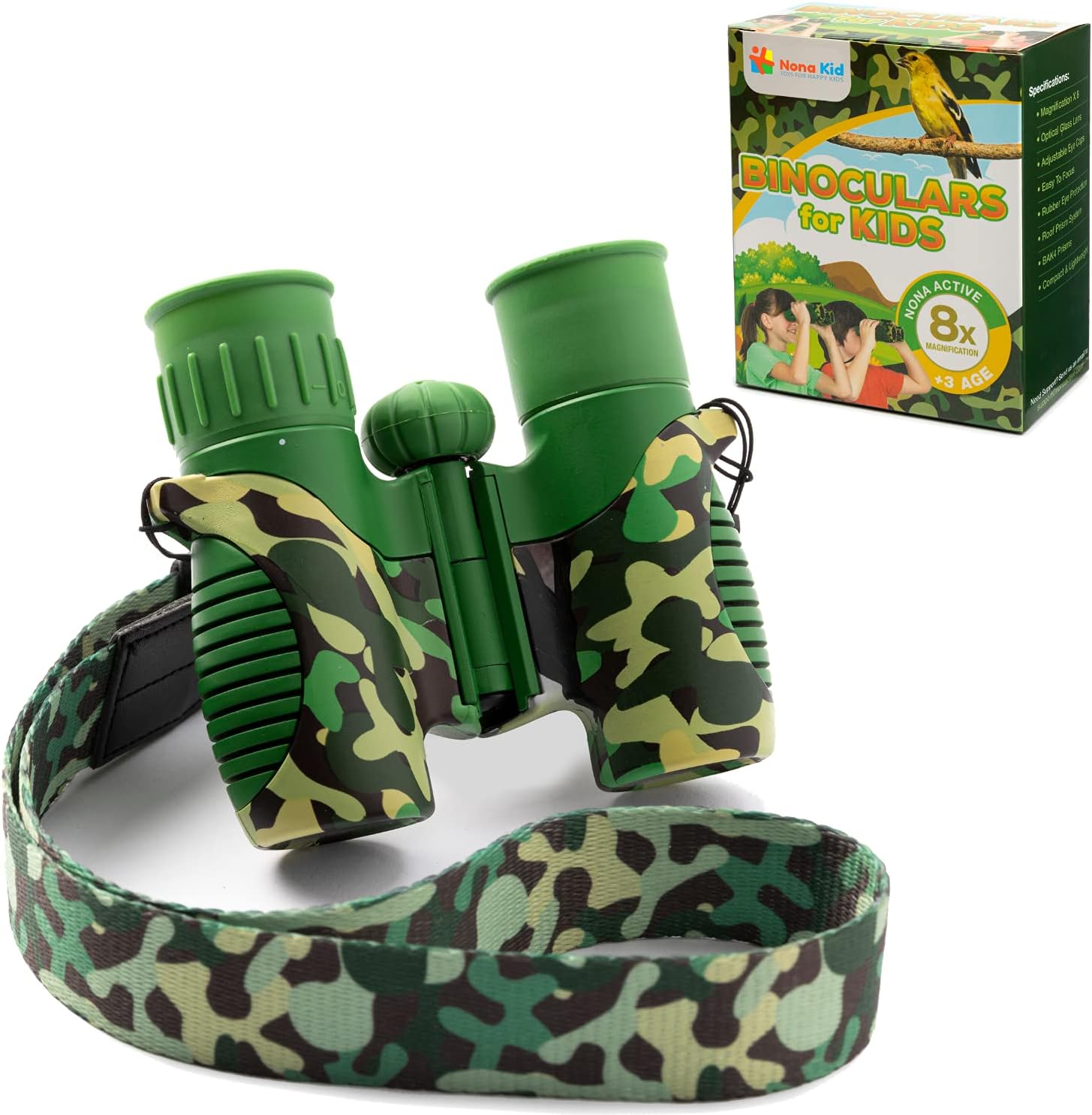 8X21 Compact Binoculars for Kids with Neck Lanyard and Camo Design, Binoculars for Hunting, Bird Watching, Hiking and Camping, Birdwatching Binoculars for Kids