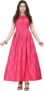 Women's Rayon Sleeveless Pink Color Stitched Gown