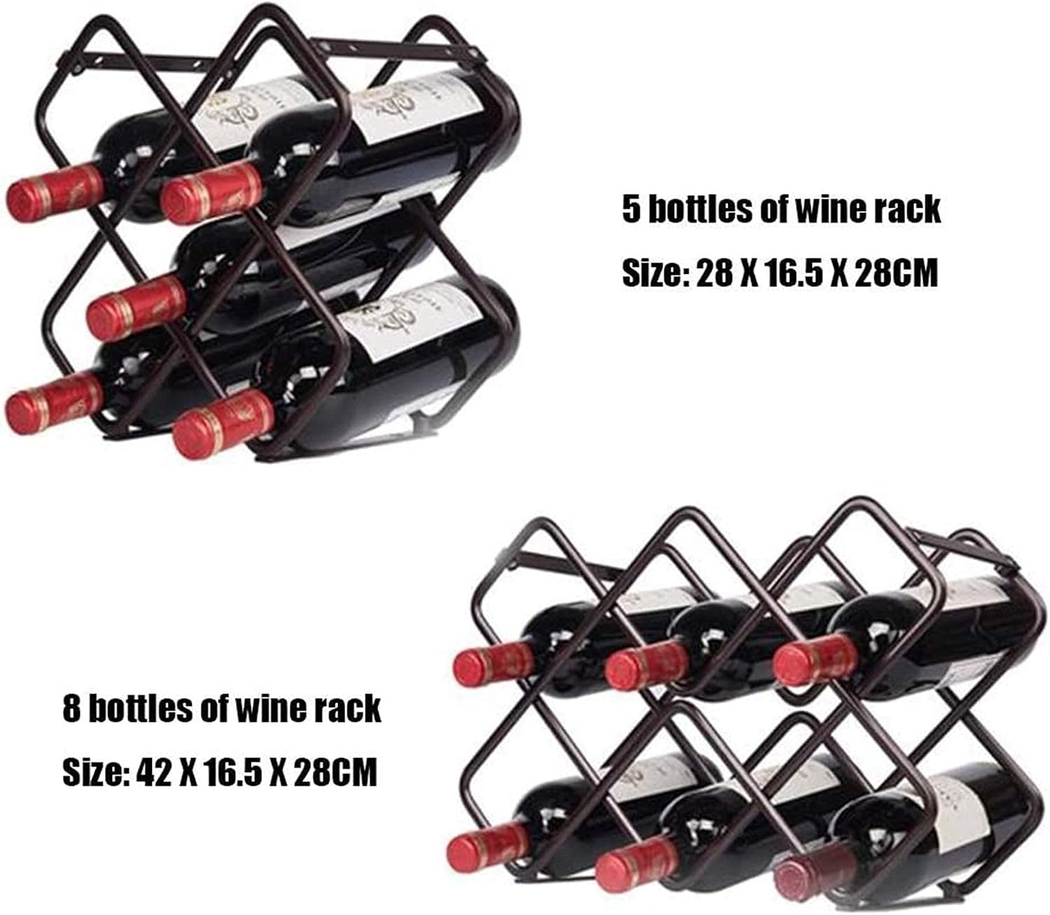 Wine Rack Wine Racks Stackable 5 Bottles Free-Standing Tabletop Metal Wine Bottle Holder for Bar Cellar Basement Pantry Cabinet Kitchen Beautiful Home
