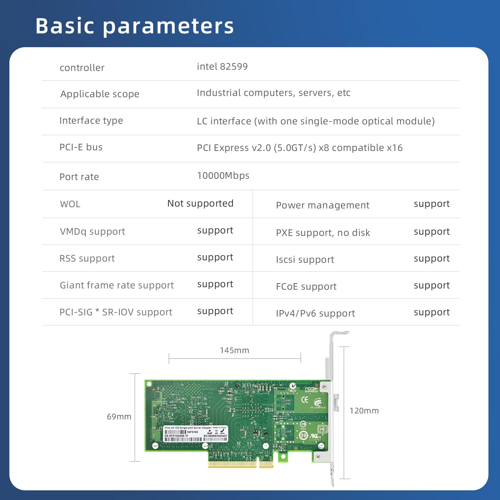 Amazon | Buacoz 10GB PCI-E X8 光ファイバーネットワークカード