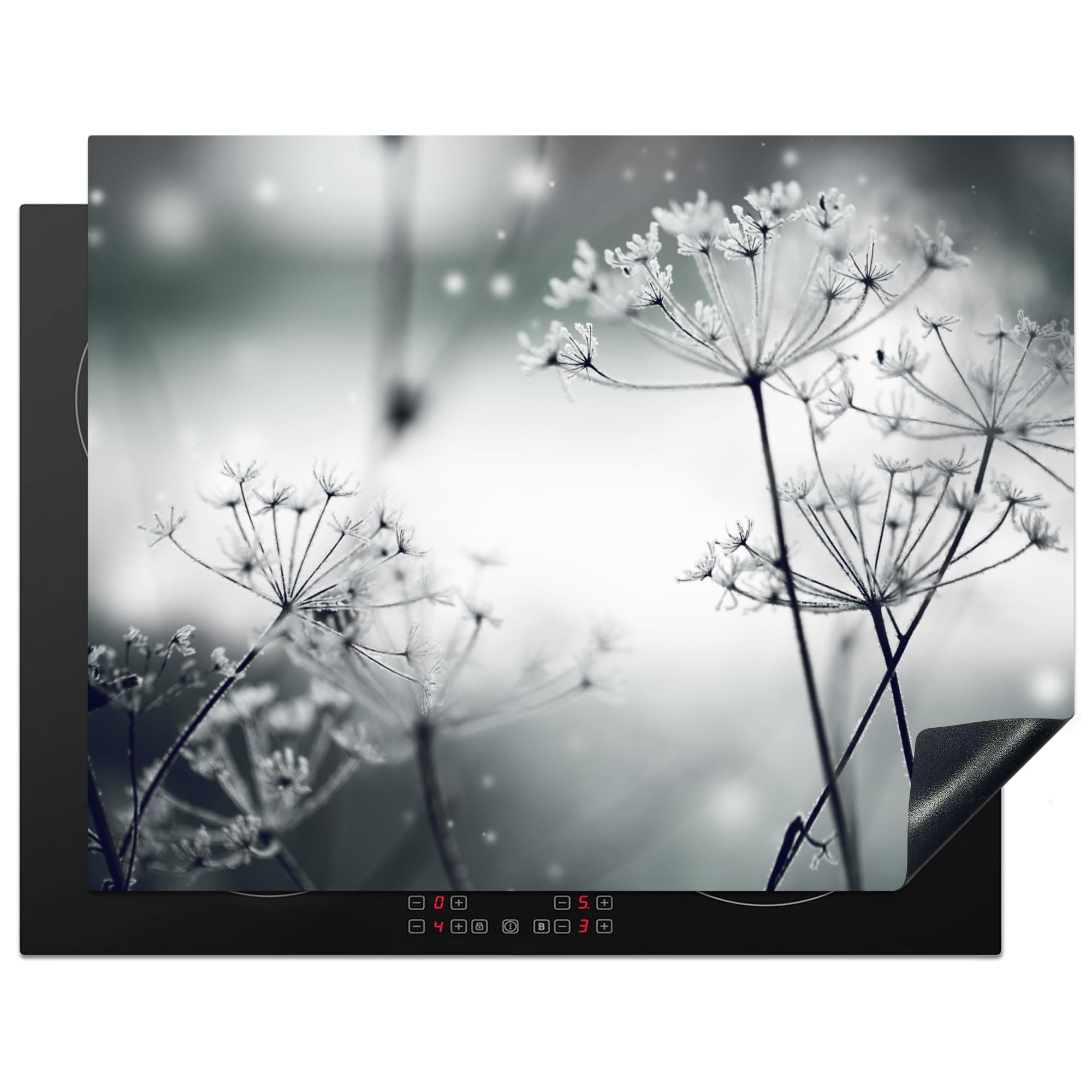 KitchenYeah© Induction Hob Protector Mat 23.2"x30.3" / 77x59 cm Stove Cap Top Cover Kitchen Cooker Covers for Electric Hobs Vinyl Flowers - Winter - Snow - Nature