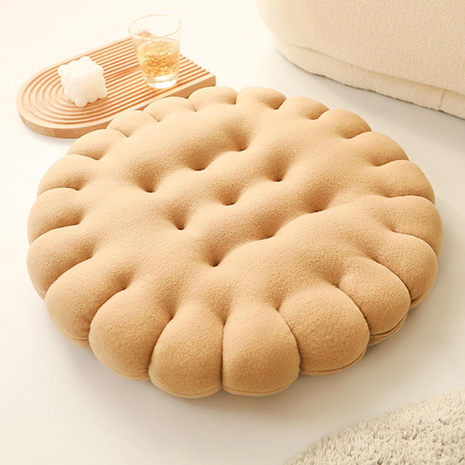 Jaysydd Biscuit Shaped Cushion Round Cookie Chair Pad Plush