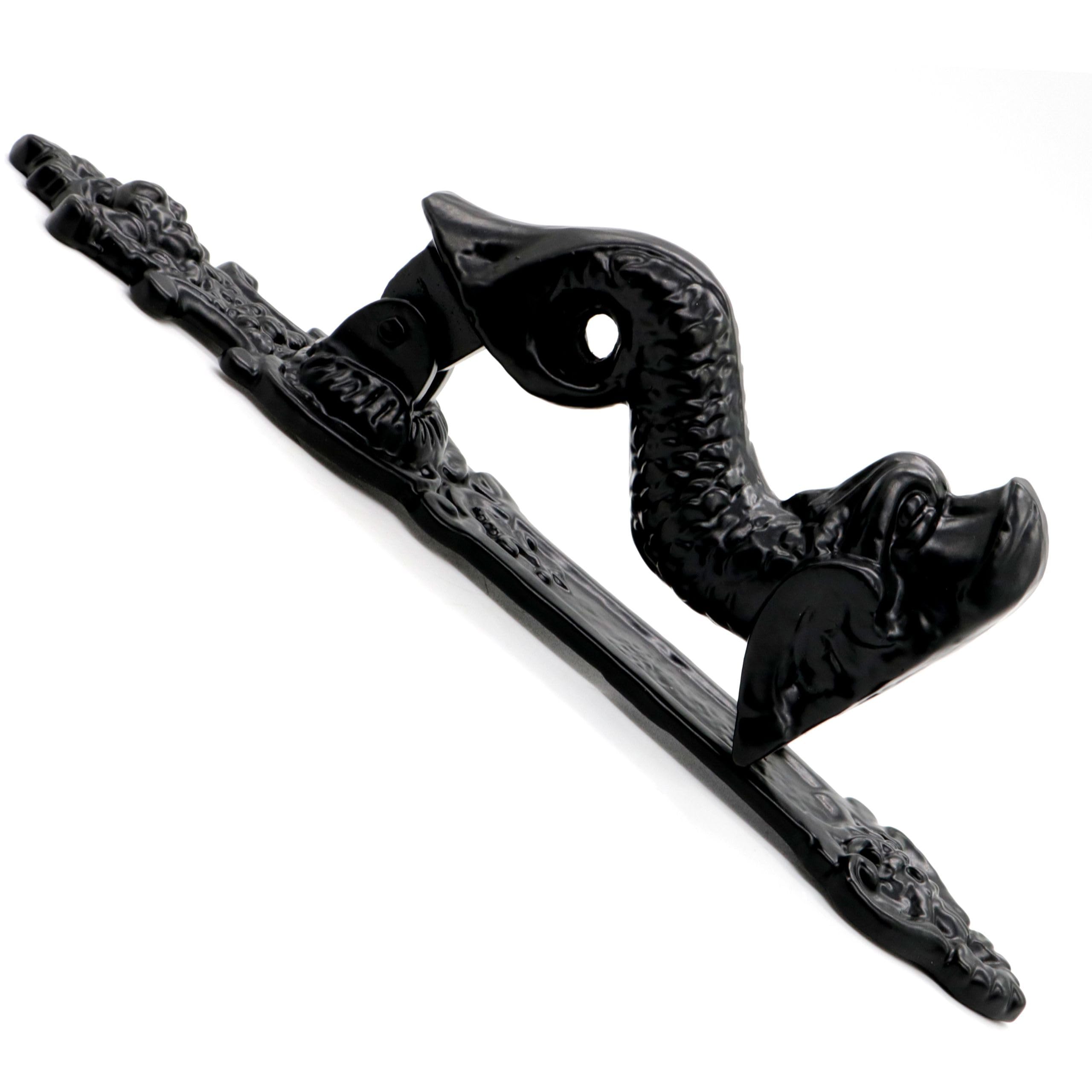Mythrojan Türklopfer aus Gusseisen mit schwarz pulverbeschichtetem Vordertürklopfer, mittelalterliches Design, robuste rustikale Hardware für Schloss, Hütte, Hauseingang, Schwarz, 25,4 x 5,1 cm